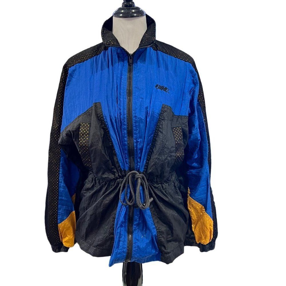 Vintage 90s Drawstring Waist Satiny Bike Lined Windbreaker Jacket Size Small